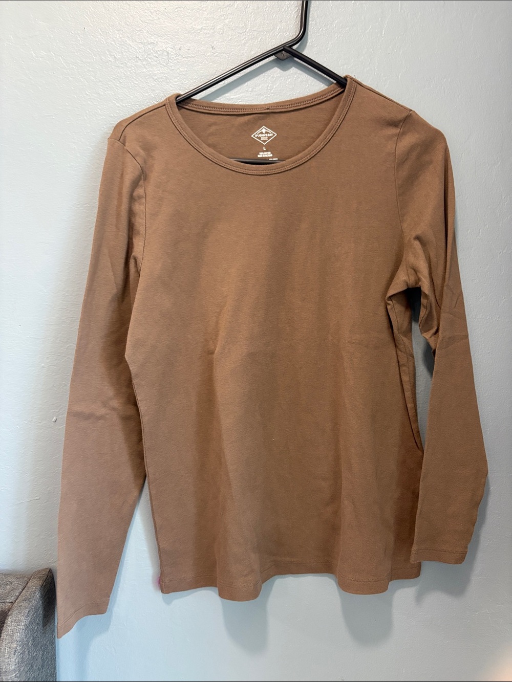 St. John's Bay Brown Long Sleeve Crewneck Top